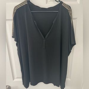 Carmen Marc Valvo Black Short Sleeve Shirt 3X